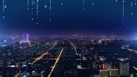 Modern city with wireless network connection concept Video stock 132936247