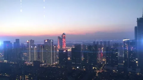 Modern city with wireless network connection concept Video stock 132936341