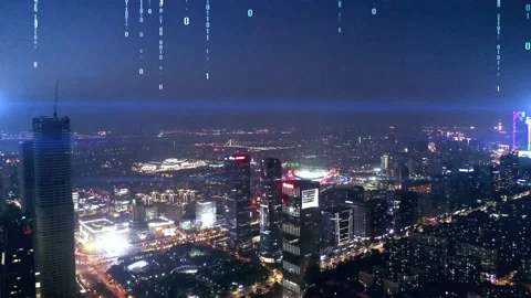 Modern city with wireless network connection concept Video stock 132936343