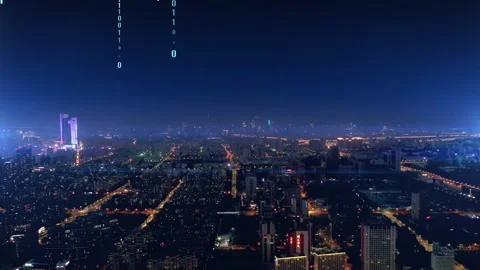 Modern city with wireless network connection concept Video stock 132936471