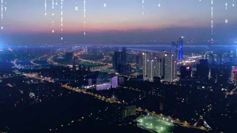 Modern city with wireless network connection concept Stock-Footage 132936594