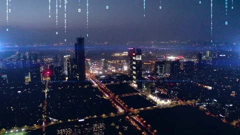 Modern city with wireless network connection concept 스톡 동영상 132936671