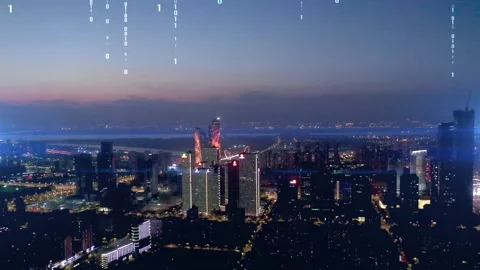 Modern city with wireless network connection concept Video stock 132936684