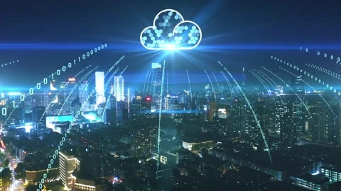 Modern city with wireless network connection concept Video stock 133392784