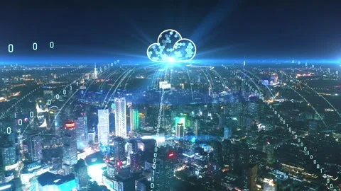 Modern city with wireless network connection concept Video stock 133392896