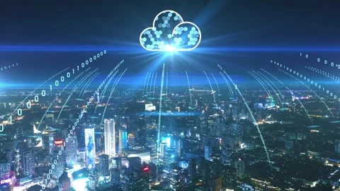 Modern city with wireless network connection concept Stockbeeldmateriaal 133392967