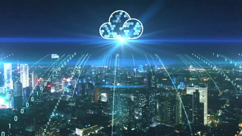 Modern city with wireless network connection concept Video stock 133392974