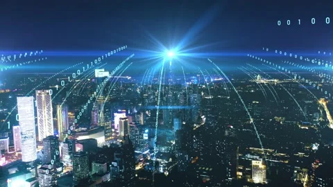 Modern city with wireless network connection concept Stock Footage 133393276