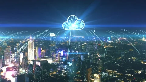 Modern city with wireless network connection concept Stock Footage 133393282