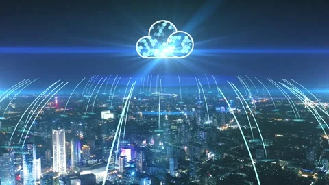 Modern city with wireless network connection concept Video stock 133393802