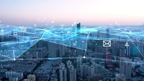 Modern city with wireless network connection concept Stock-Footage 142626682