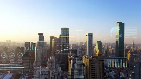 Modern city with wireless network connection concept 库存影片 146198634