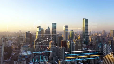 Modern city with wireless network connection concept 스톡 동영상 146198671