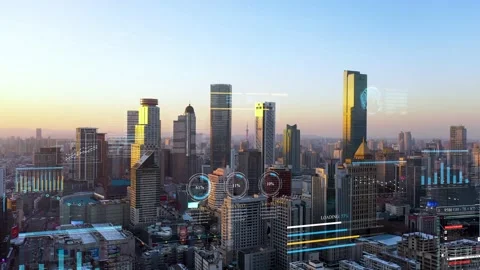 Modern city with wireless network connection concept Video stock 146198708