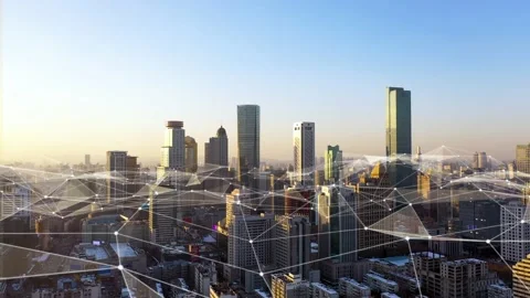Modern city with wireless network connection concept Stock Footage 146198754
