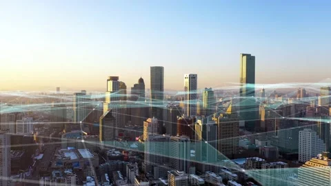 Modern city with wireless network connection concept Video stock 146198778
