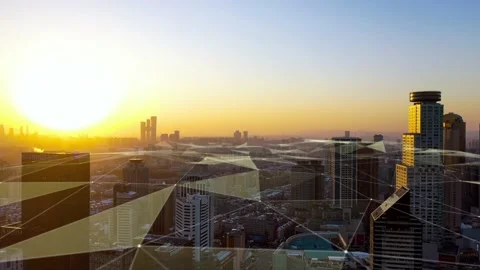 Modern city with wireless network connection concept Video stock 146198784