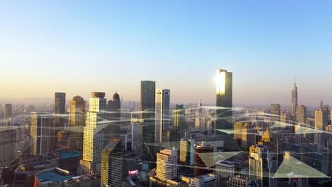 Modern city with wireless network connection concept Stock Footage 146198789