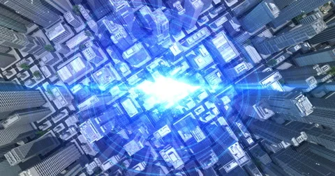 Modern cityscape with advanced digital network and connectivity concept. Stock Footage 328114538