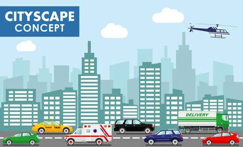 Modern cityscape concept. Illustrazione stock