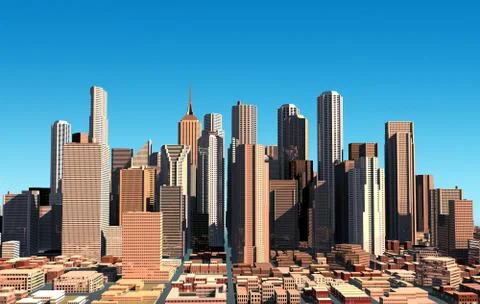 Modern cityscape in daylight. Close up view. Stock Illustration