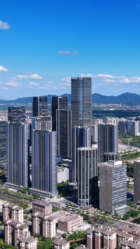 Modern Cityscape of Future Sci-Tech City in Hangzhou, China Stock Footage 346086835