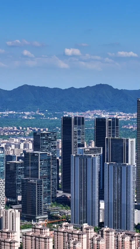 Modern Cityscape of Future Sci-Tech City in Hangzhou, China Vidéo 346086849