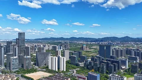 Modern Cityscape of Future Sci-Tech City, Yuhang District, Hangzhou, China 库存影片 346087020