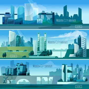 Modern Cityscapes Banners Stock Illustration