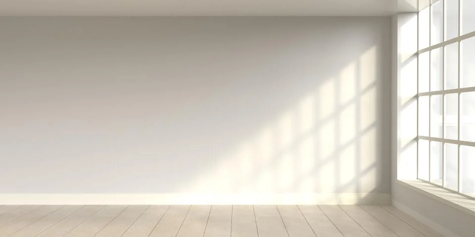Modern classic white empty interior with wooden floor. 3d render Illustrazione stock