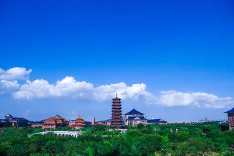 Modern Classical Architecture Complex In Foshan Shunde Park Under Blue Sky 스톡 사진