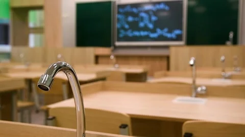 A modern classroom in a school or educational institution. A blackboard wit.. Stock Footage 324855315