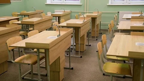 A modern classroom in a school or educational institution. A blackboard wit.. Stock Footage 324855329