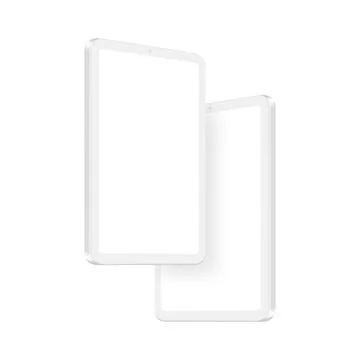 Modern Clay Tablet Computers Mockups with Blank Screens, Side Perspective View Stock Illustration