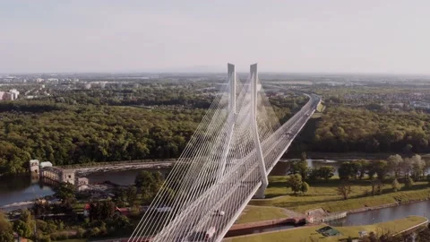 Modern, clean architecture in the green suburbs. Transportation, clean industry. Stock Footage 146052853