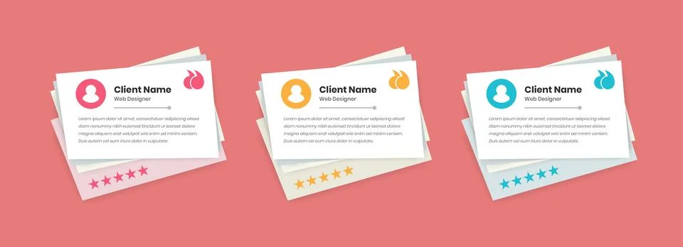 Modern client testimonial and customer review card template design Illustrazione stock