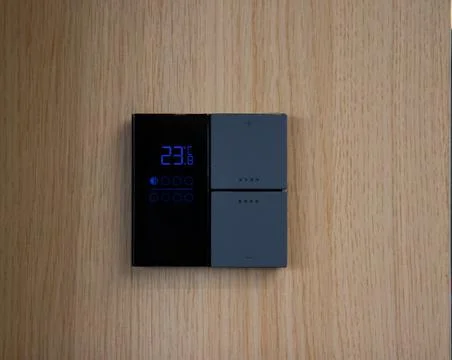 Modern climate control panel in an eco office Stock Photos