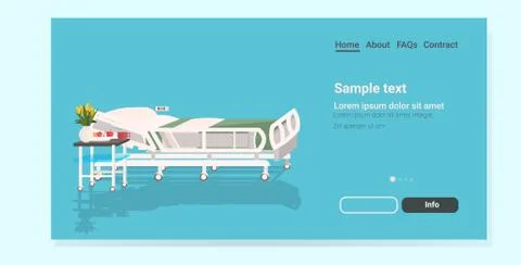 Modern clinic intensive therapy empty hospital bed horizontal copy space Stock Illustration