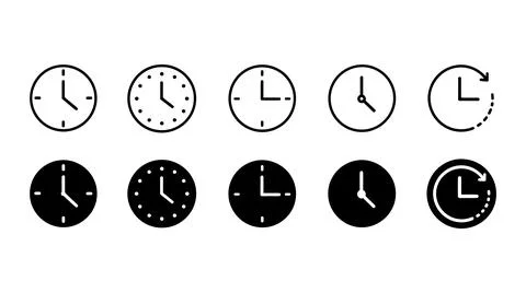 Modern Clock and Time Management Icon Set for Business Productivity Stock Illustration