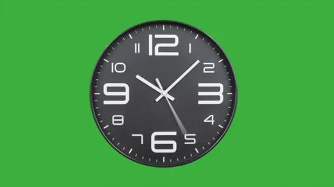 Modern clock face moving fast forward timelapse green screen chroma key Stock Footage 127372713