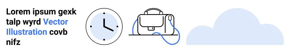 Modern clock, virtual reality headset, and cloud icon in sleek design style.  Stock Illustration