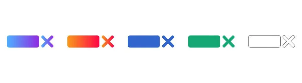 Modern Close and Delete Button Icons Set with Gradient Colors and Outline Sty Stock Illustration
