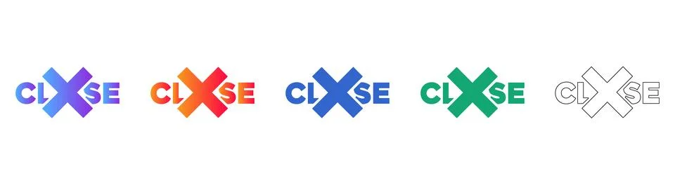 Modern Close Icon Set in Multiple Styles and Colors Stock Illustration