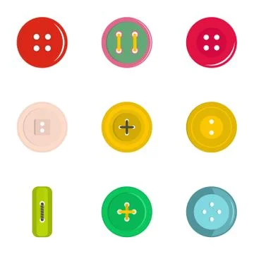 Modern clothes button icon set, flat style Stock Illustration