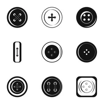 Modern clothes button icon set, simple style Illustrazione stock