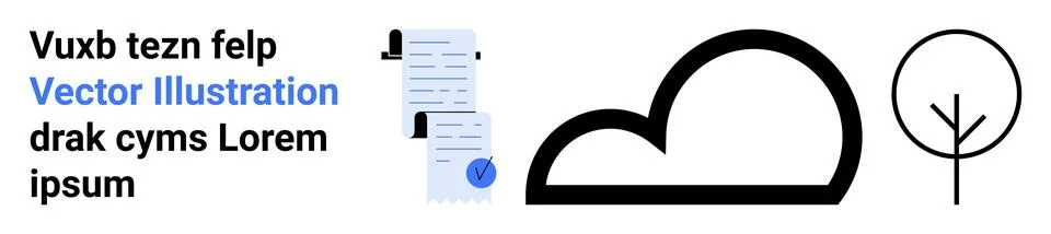 Modern Cloud and Tree Concept with Document Checklist Design Elements 스톡 일러스트