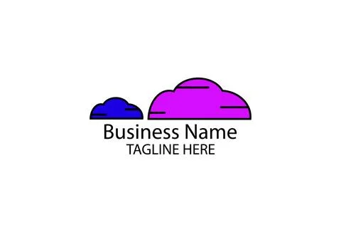 Modern Cloud Business Logo Design With Two Colorful Cloud Icons And Placeho.. Stock Illustration