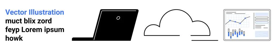 Modern Cloud Computing and Data Analytics with Laptop and Cloud Storage Illustrazione stock
