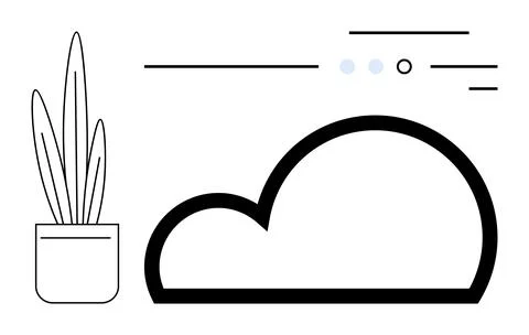 Modern cloud computing with plant and abstract minimalistic elements emphas.. Stock Illustration