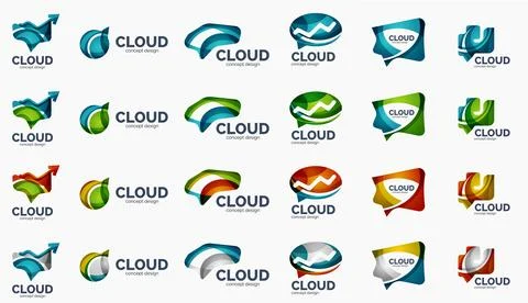 Modern cloud logo set イラスト素材